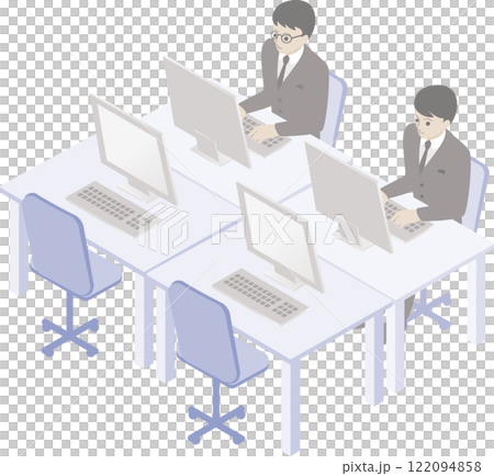商務人士男性工作等距辦公室電腦辦公桌工作插畫素材 商務人士男性工作等距辦公室電腦辦公桌工作插畫素材 122094858