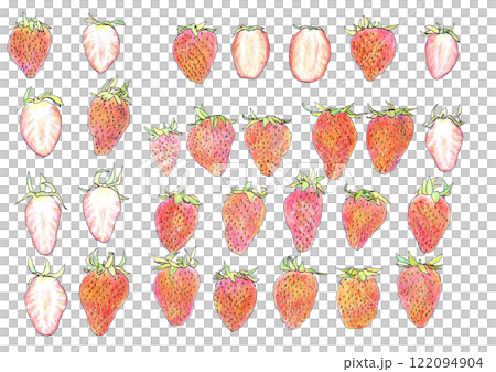 色鉛筆で描いたイチゴ 122094904