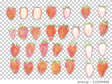 色鉛筆で描いたイチゴのイラスト 122094906