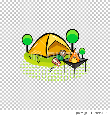 Camping and summer vacation | Useful seasonal event materials series (summer) | Pop one-point illustrations 122095122