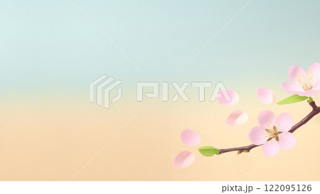 春の背景素材：青空と桜の爽やかなイメージ 122095126