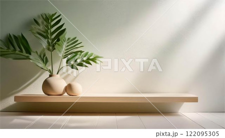 ライフスタイル　ボタニカル　植物　部屋　葉　光　フレーム　背景　壁紙 122095305