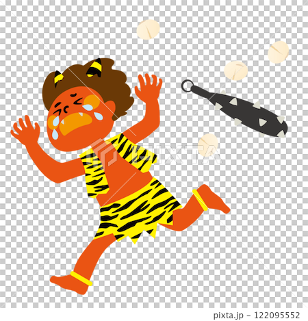 Vector illustration of people throwing beans to drive away red demons during Setsubun 122095552