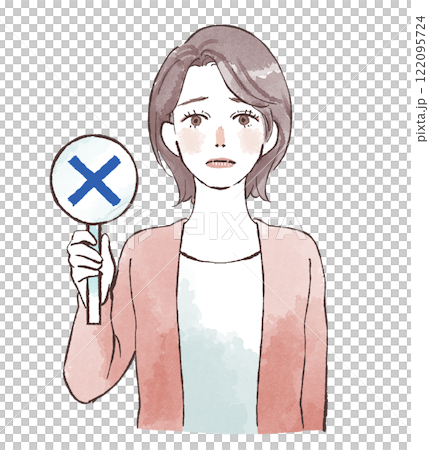 交叉標語牌的年輕女子 交叉標語牌的年輕女子 122095724