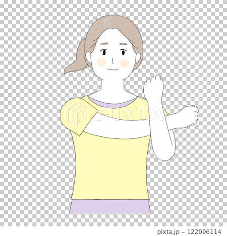 Illustration of a woman stretching with her arms 122096114