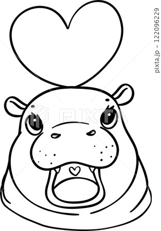 Groovy Valentine Pygmy Hippo in bathtub Coloring image 122096229