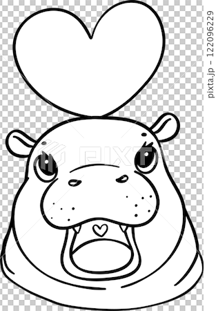 Groovy Valentine Pygmy Hippo in bathtub Coloring image 122096229