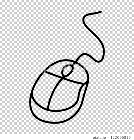 Rough hand-drawn line drawing of a computer mouse, cut out on transparent background Rough hand-drawn line drawing of a computer mouse, cut out on transparent background 122096819