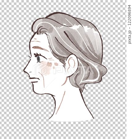 A woman lying sideways with spots and wrinkles 122096894