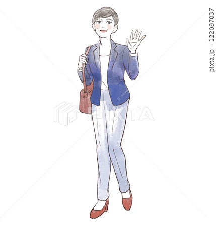 働く中年女性の全身イラスト 働く中年女性の全身イラスト 122097037