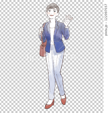 働く中年女性の全身イラスト 働く中年女性の全身イラスト 122097037
