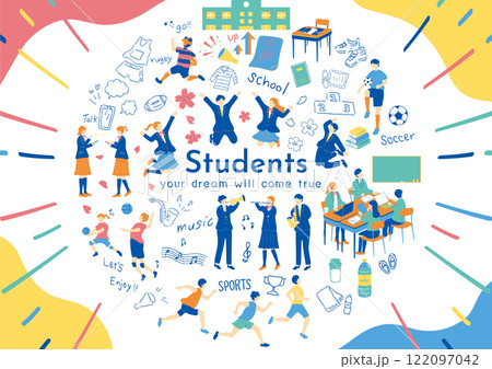 学校生活を楽しむ生徒たち 学校生活を楽しむ生徒たち 122097042