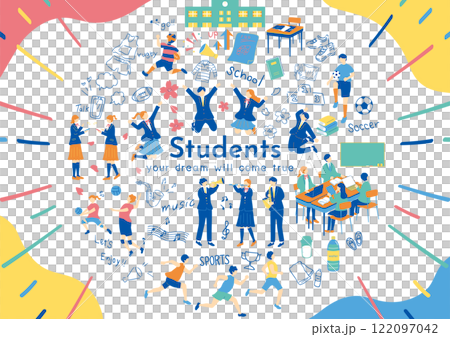 学校生活を楽しむ生徒たち 学校生活を楽しむ生徒たち 122097042