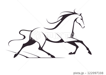 版画　馬駆ける abstract-galloping-horse-from-