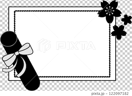 Diploma and cherry blossom frame 122097182