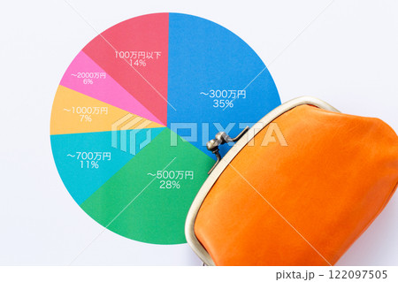 年収分布グラフと財布 122097505