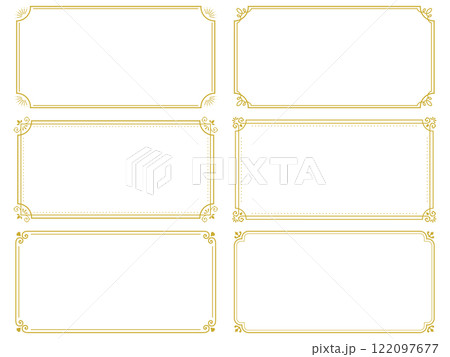金色の洋風の角装飾付き横長フレームセット 金色の洋風の角装飾付き横長フレームセット 122097677