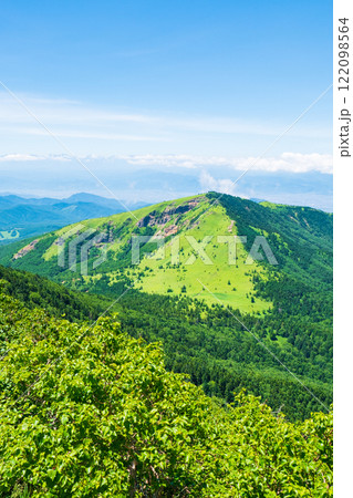 夏の四阿山・根子岳登山（四阿山山頂から根子岳・北アルプスの眺め） 122098564