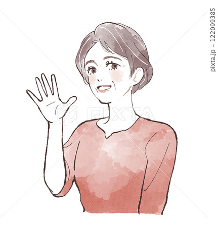 手を振る女性 手を振る女性 122099385