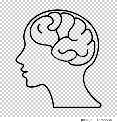 人腦內大腦的線條畫圖，在透明背景上剪下 122099501
