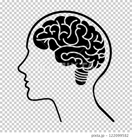 Silhouette illustration of a brain inside a human head, cut out on transparent background Silhouette illustration of a brain inside a human head, cut out on transparent background 122099582