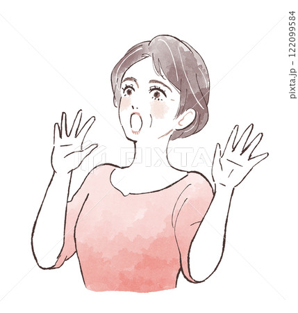 すごくびっくりする女性 122099584