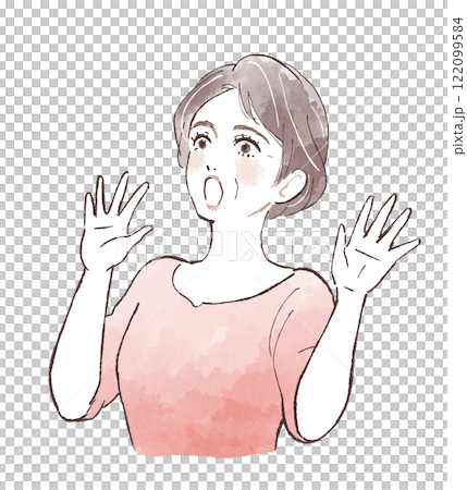 すごくびっくりする女性 122099584
