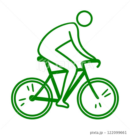 自転車に乗っている人のピクトグラム風イラスト　透過背景の切り抜き 122099661