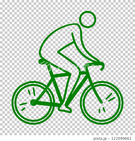 自転車に乗っている人のピクトグラム風イラスト　透過背景の切り抜き 122099661