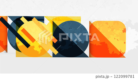 Squares, circles and triangles and grainy noisy texture. Vector Illustration For Wallpaper, Banner, Background, Card, Book Illustration, landing page Squares, circles and triangles and grainy noisy texture. Vector Illustration For Wallpaper, Banner, Background, Card, Book Illustration, landing page 122099781
