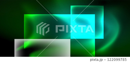 Glass squares with neon shiny light abstract background 122099785
