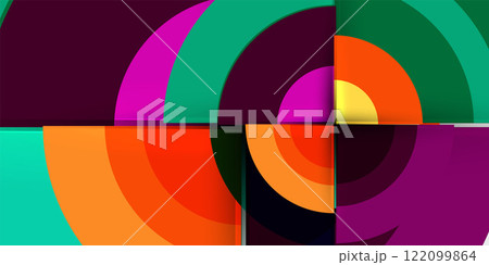 Techno circles and semi circles. Vector Illustration For Wallpaper, Banner, Background, Card, Book Illustration, landing page 122099864