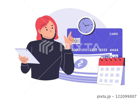 Illustration of monthly shopping installments Illustration of monthly shopping installments 122099887
