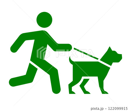 犬の散歩をしている人のピクトグラム風イラスト 透過背景の切り抜き 犬の散歩をしている人のピクトグラム風イラスト 透過背景の切り抜き 122099915