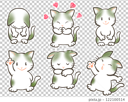 Cute cat illustration set 122100514