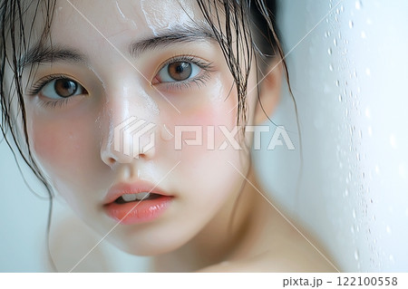 潤い肌の美人女性・スキンケア「AI生成画像」 潤い肌の美人女性・スキンケア「AI生成画像」 122100558