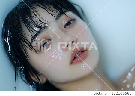 潤い肌の美人女性・スキンケア「AI生成画像」 潤い肌の美人女性・スキンケア「AI生成画像」 122100560