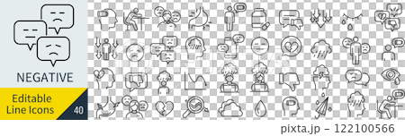 Line icon set about negative emotions 122100566