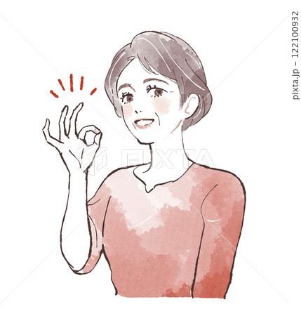 OKサインをする笑顔の女性 OKサインをする笑顔の女性 122100932