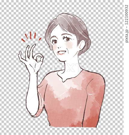 OKサインをする笑顔の女性 OKサインをする笑顔の女性 122100932