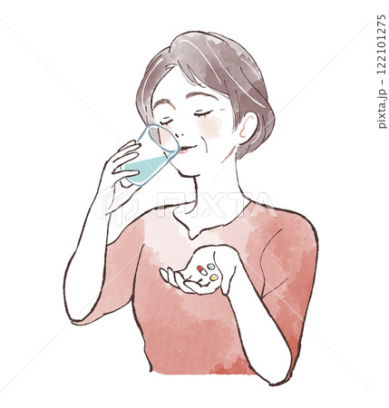 薬を飲む女性 122101275