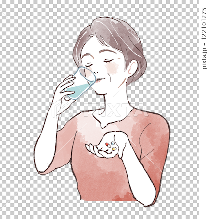 薬を飲む女性 122101275