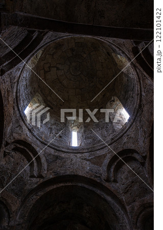 Ruins of Kvetera fortress city in the Georgian Caucasus mountains 122101422