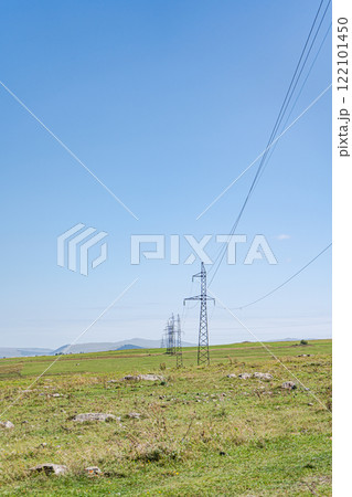 High voltage electricity tower landscape High voltage electricity tower landscape 122101450