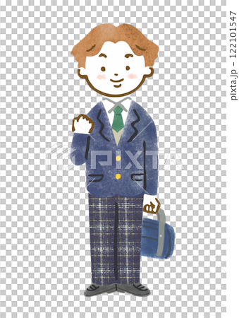 Illustration of a male student wearing a uniform (blazer) 122101547