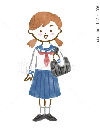 セーラー服を着た女子学生のイラスト セーラー服を着た女子学生のイラスト 122101550