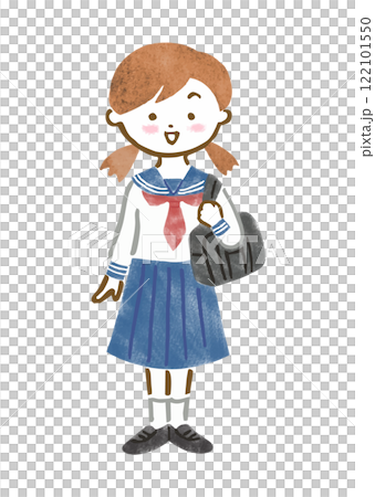 セーラー服を着た女子学生のイラスト セーラー服を着た女子学生のイラスト 122101550