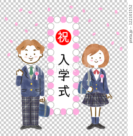 男女學生穿著校服（西裝外套）的入學儀式插畫 122101552