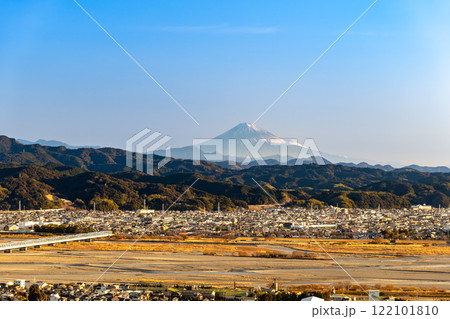 静岡県島田市の牧の原から眺める富士山と島田市・金谷市の街, 122101810