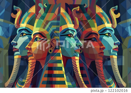 古代エジプト文明の壁画イメージ-1 122102016